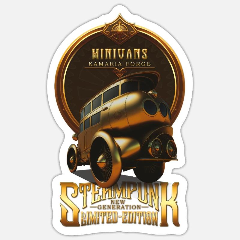 STEAMPUNK OLDTIMER OLDTIMER RETRO MINIVANS Sticker Größe S (10 x 10 cm)