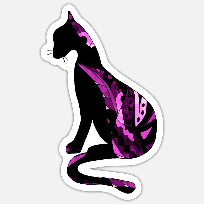 Chat - Sticker taille S (10 x 10 cm) - blanc mat