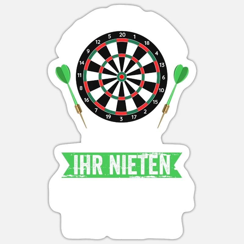 Darten Darts Dartscheibe Geschenk - Sticker Größe S (10 x 10 cm) - Mattweiß