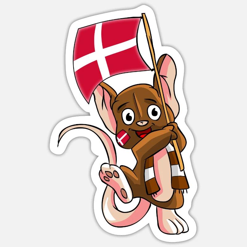 Danemark Fan Mouse - Sticker taille S (10 x 10 cm) - blanc mat
