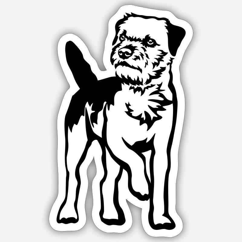 Border Terrier - Sticker Größe S (10 x 10 cm) - Mattweiß