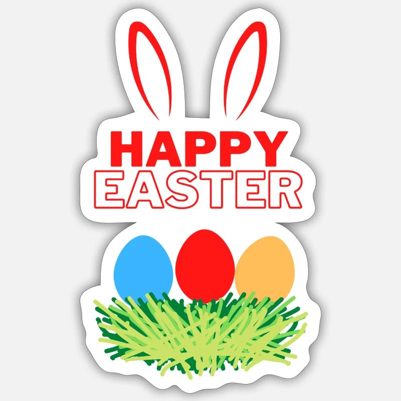 Happy Easter - Sticker Größe S (10 x 10 cm) - Mattweiß