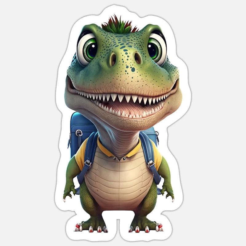 Dino Dinosaurier T-Rex Einschulung Schule Kind Sticker Größe S (10 x 10 cm)