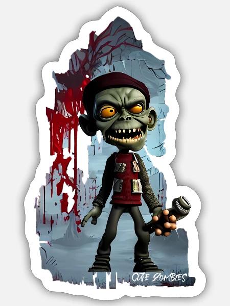 Cute Zombie Red Zane - Sticker Größe S (10 x 10 cm) - Mattweiß