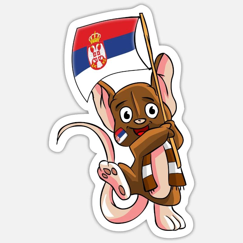 Serbie Fan Mouse - Sticker taille S (10 x 10 cm) - blanc mat