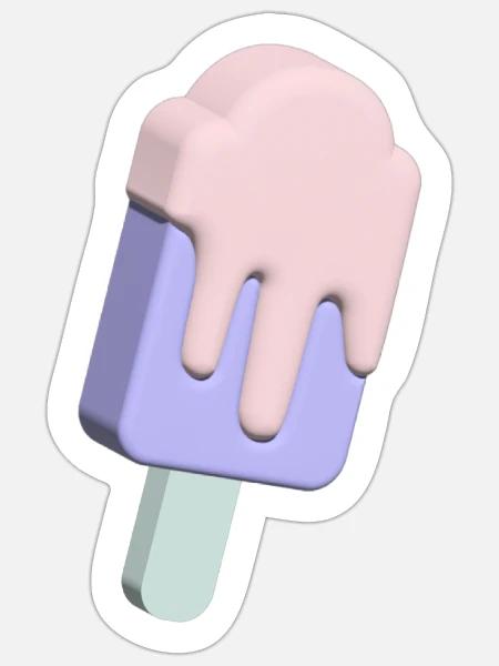 Eis dreidimensional, Pop-Art - Sticker Größe S (10 x 10 cm) - Mattweiß