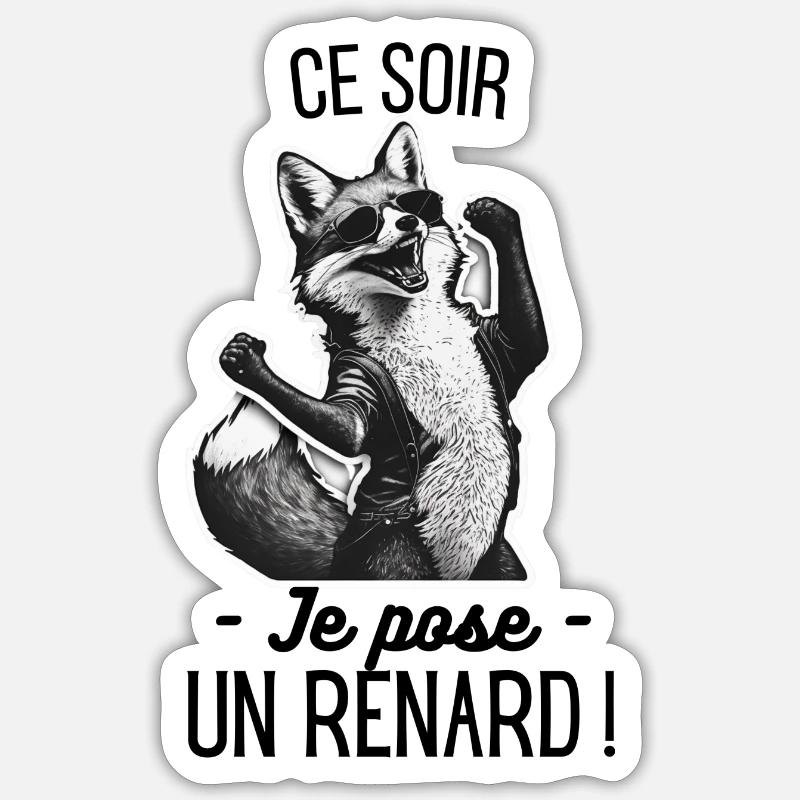 Ce soir je pose un renard ! - Sticker taille S (10 x 10 cm) - blanc mat