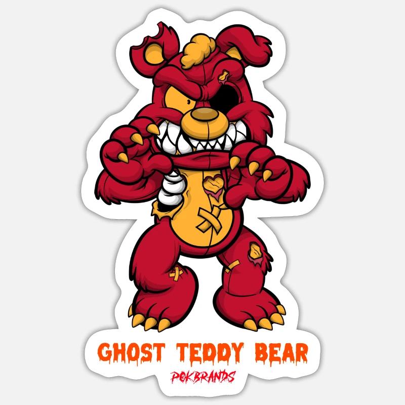 Ghost teddy bear design comics style Sticker Größe S (10 x 10 cm)