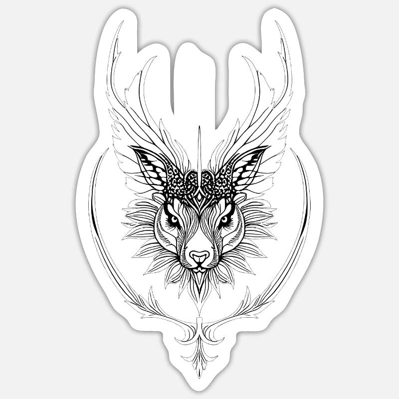 Tête d’animal avec ailes - Sticker taille S (10 x 10 cm) - blanc mat