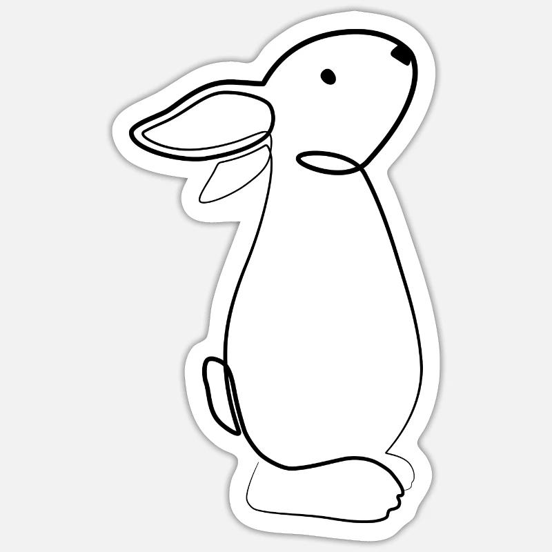 Rabbit Line Art Sticker size S (10 x 10 cm)