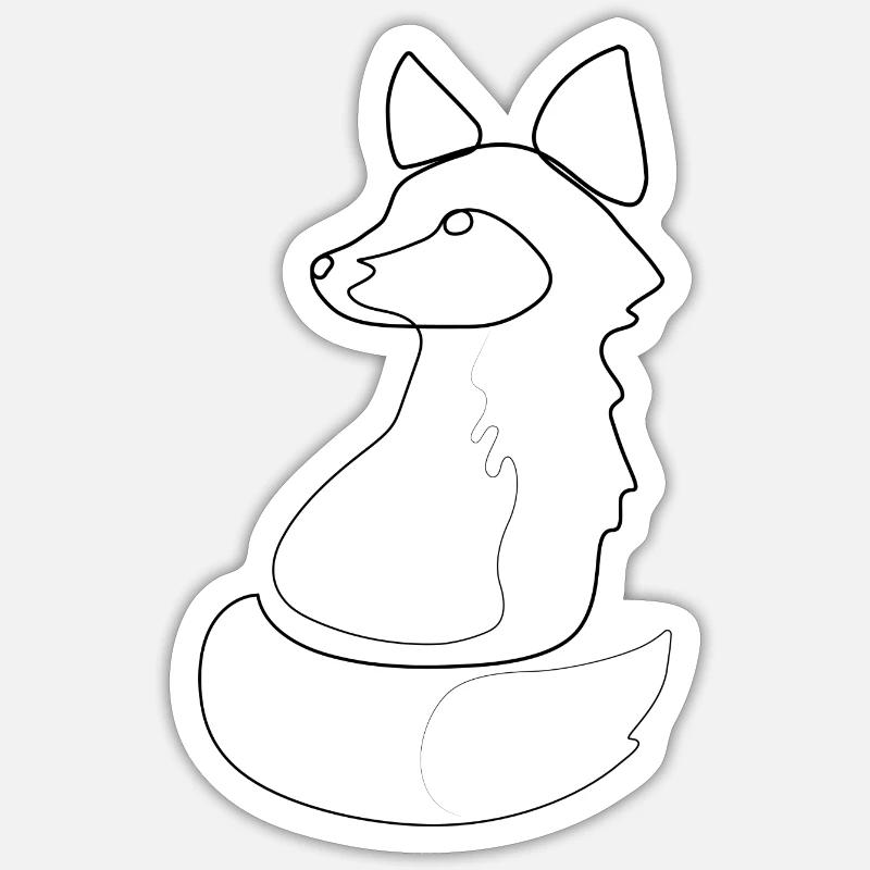 Fuchs Line Art - Sticker Größe S (10 x 10 cm) - Mattweiß