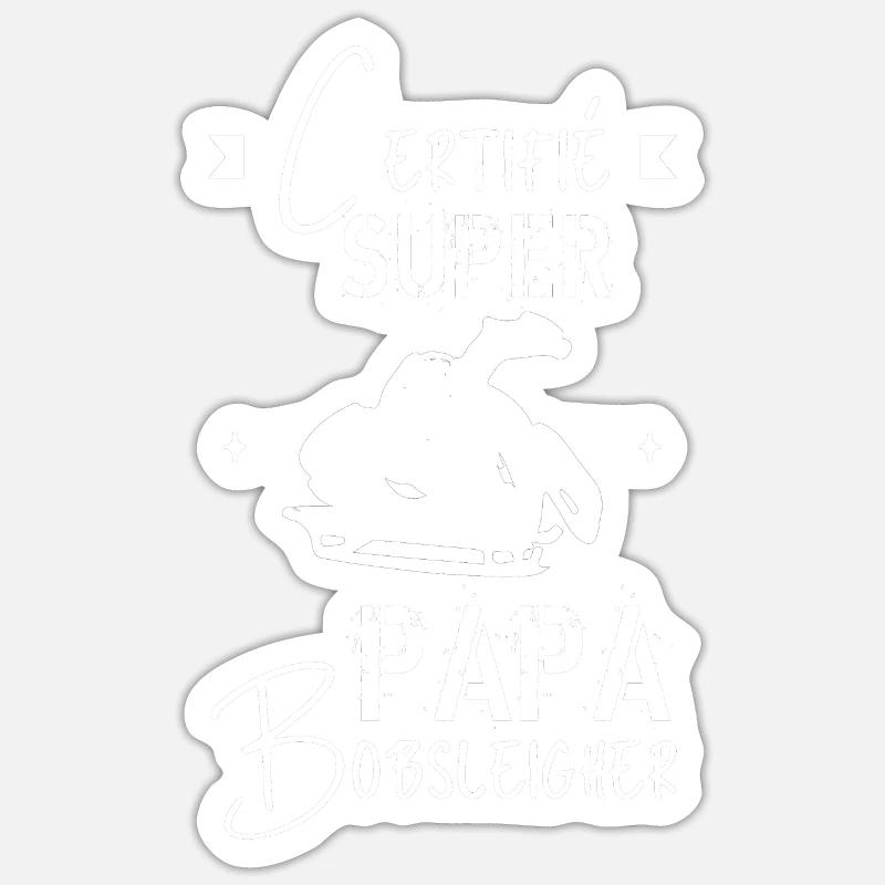 Super papa Bobsleigher cadeau père - Sticker taille S (10 x 10 cm) - blanc mat