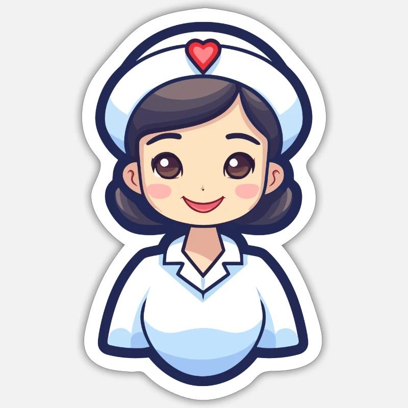 Krankenschwester - Sticker Größe S (10 x 10 cm) - Mattweiß