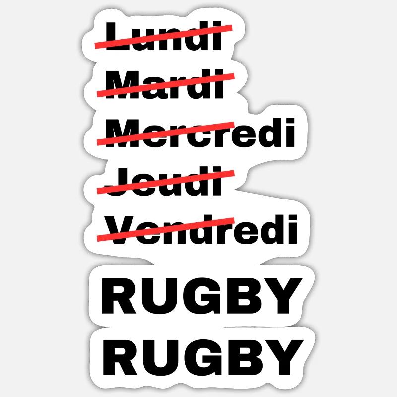 week-end rugby - Sticker taille S (10 x 10 cm) - blanc mat
