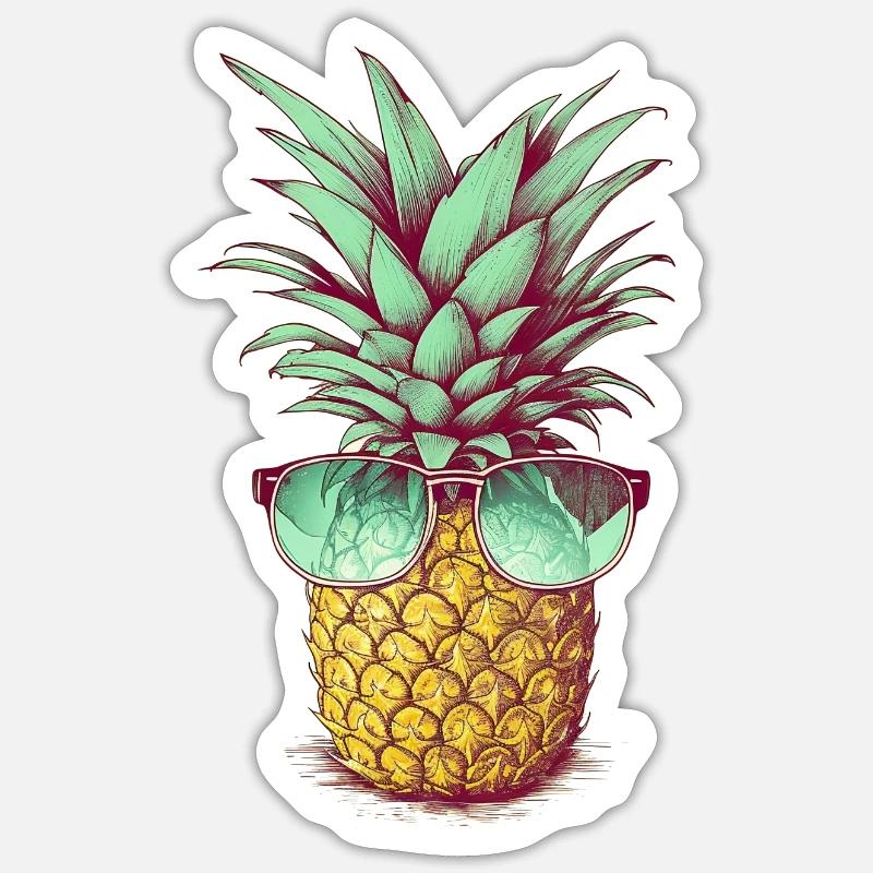 Cool pineapple - Sticker size S (10 x 10 cm) - white matte