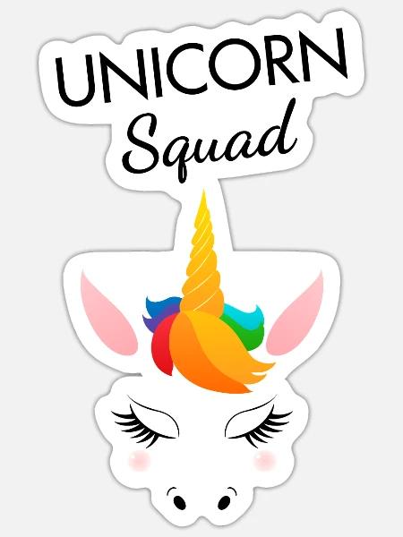 Einhorn-Squad - Sticker Größe S (10 x 10 cm) - Mattweiß