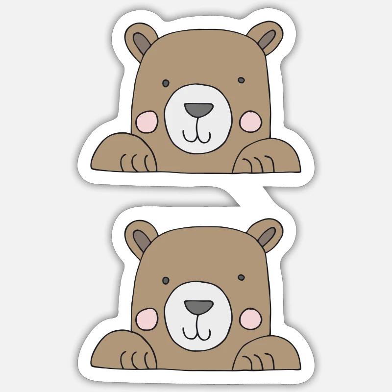Ours dans un sac double - Sticker taille S (10 x 10 cm) - blanc mat