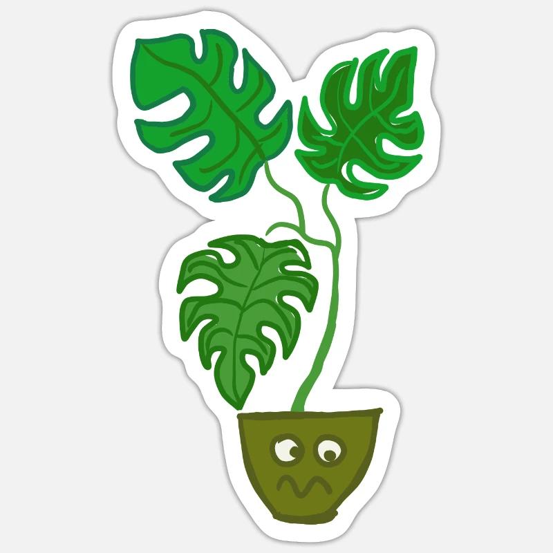 Monstera upset - Sticker size S (10 x 10 cm) - white matte