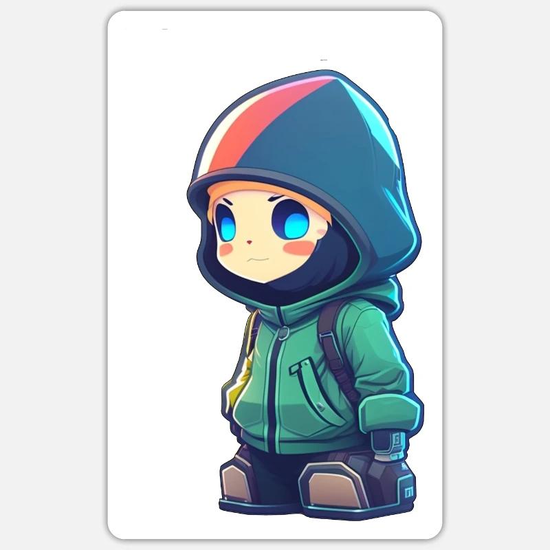 Hacker cartoon cool - Sticker taille S (10 x 10 cm) - blanc mat