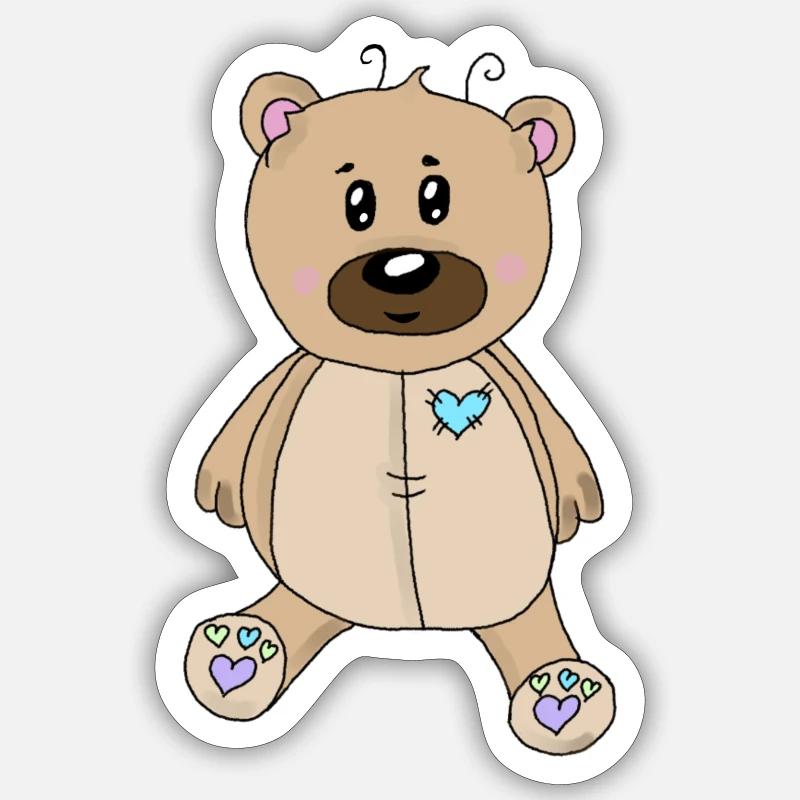 Teddy - Sticker Größe S (10 x 10 cm) - Mattweiß