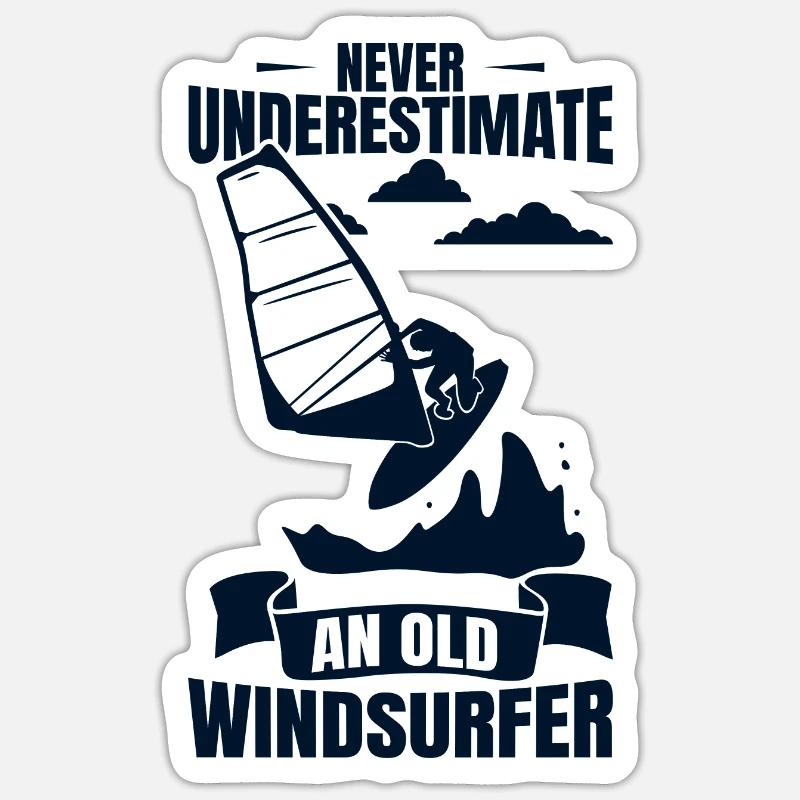 Windsurfender Opa - Sticker Größe S (10 x 10 cm) - Mattweiß