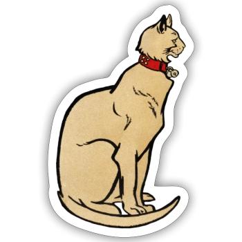 Chat majestueux - Sticker taille S (10 x 10 cm) - blanc mat - Devant