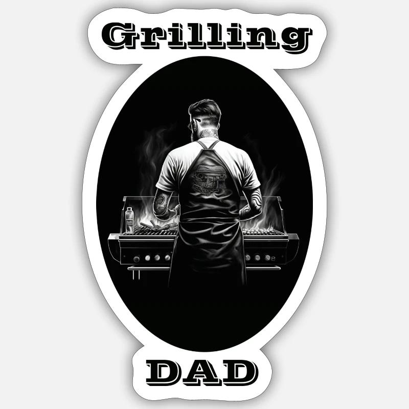 Grilling Dad - Sticker Größe S (10 x 10 cm) - Mattweiß