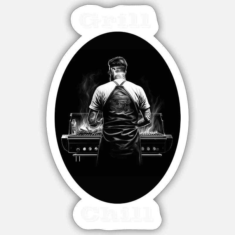 Grill Chill blanc - Sticker taille S (10 x 10 cm) - blanc mat