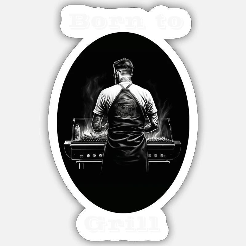 Born to Grill weiß - Sticker Größe S (10 x 10 cm) - Mattweiß