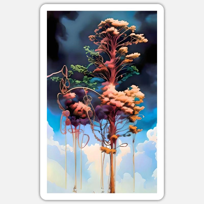 Spacetrees - Sticker Größe S (10 x 10 cm) - Mattweiß