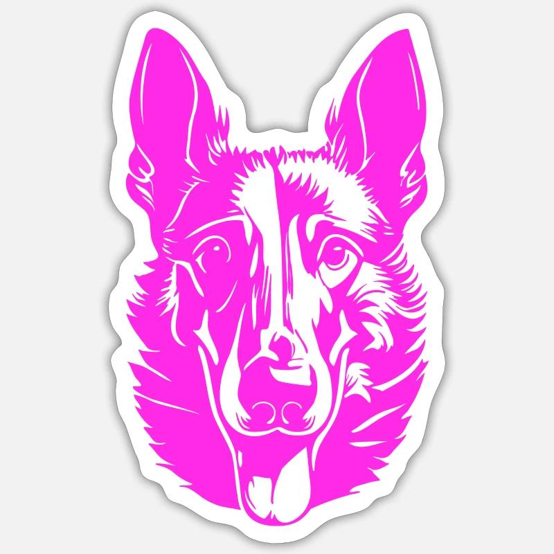 Malinois - Sticker Größe S (10 x 10 cm) - Mattweiß