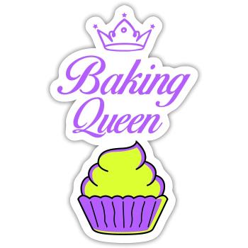 baking queen - Sticker Größe S (10 x 10 cm) - Mattweiß - Vorne