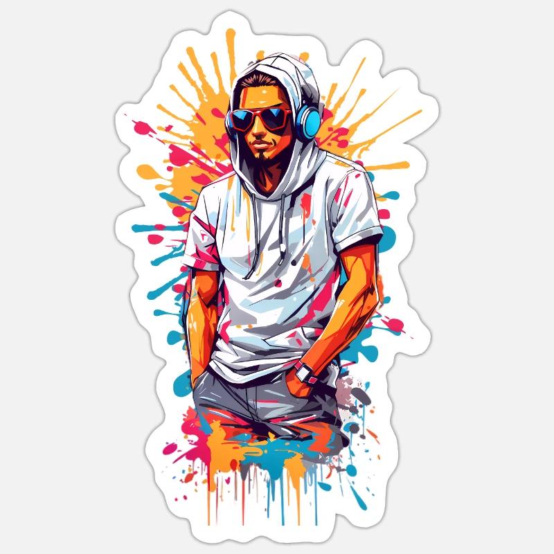 Hipsters cool - Sticker taille S (10 x 10 cm) - blanc mat