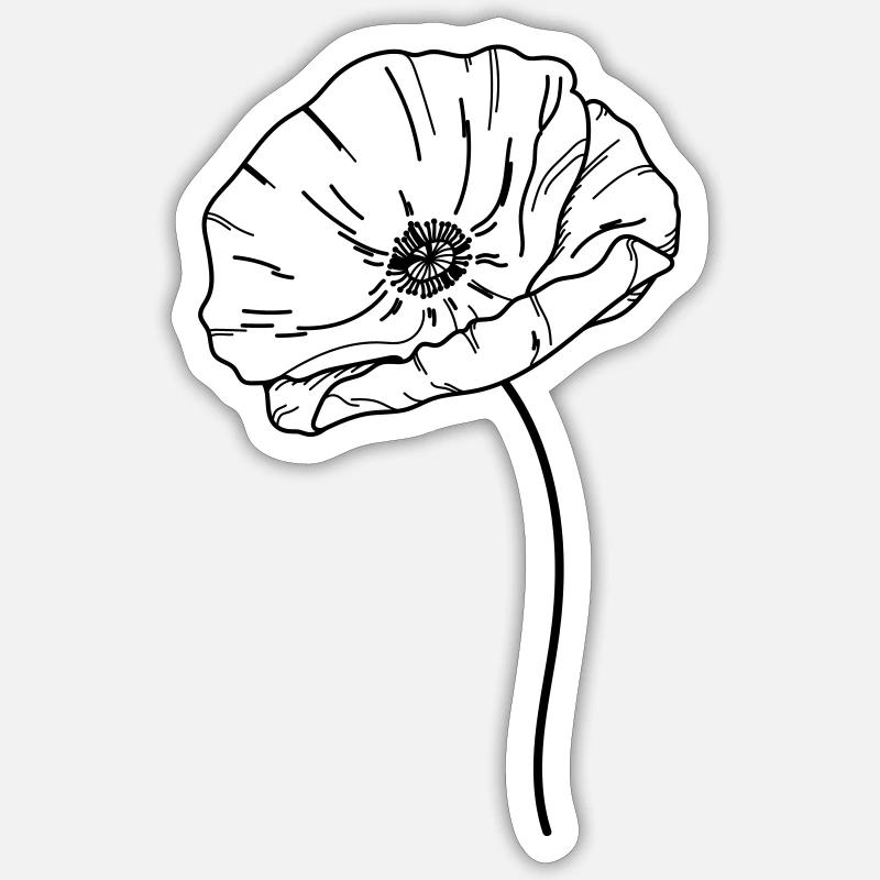 Mohn Blume 21 Zeichenfläche 13 - Sticker Größe S (10 x 10 cm) - Mattweiß