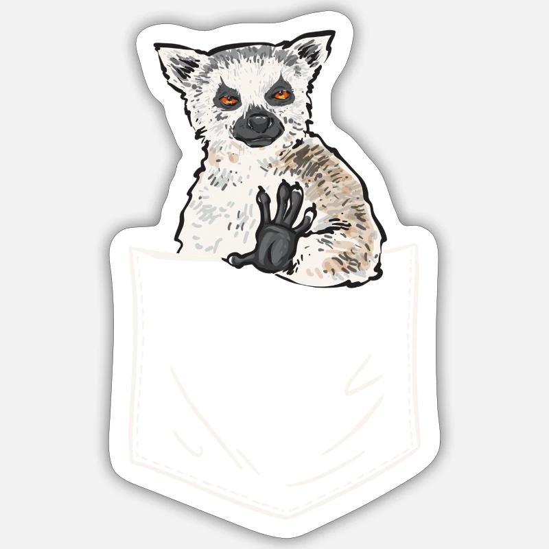 Lémurien à queue annelée - Sticker taille S (10 x 10 cm) - blanc mat