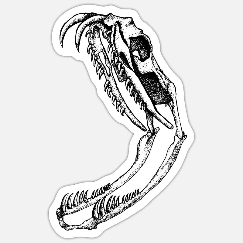Schlangen Schädel - Sticker Größe S (10 x 10 cm) - Mattweiß