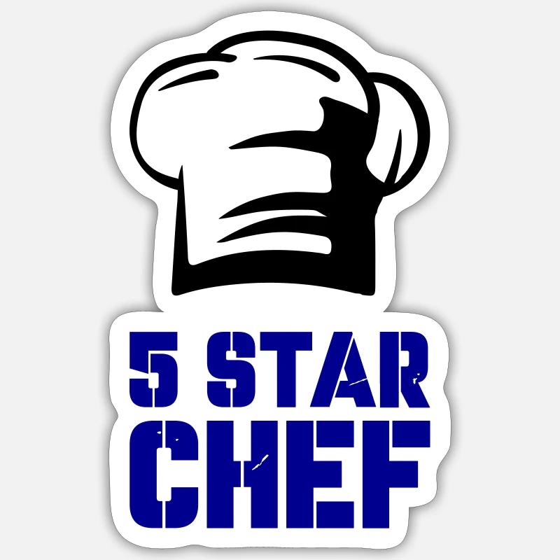 Chef 5 étoiles - Sticker taille S (10 x 10 cm) - blanc mat