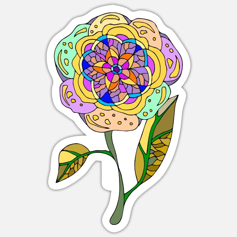 Fleur - Sticker taille S (10 x 10 cm) - blanc mat