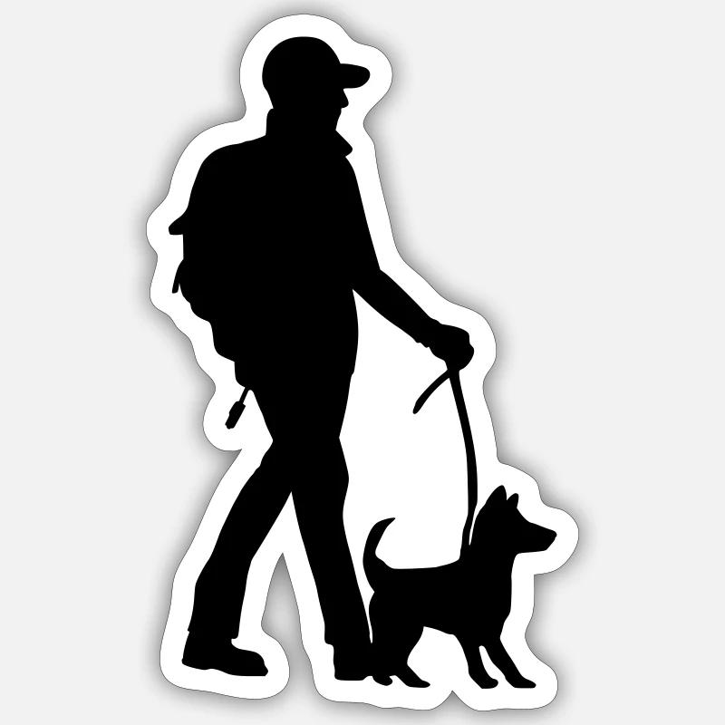 DOGWALKER MAN - Sticker taille S (10 x 10 cm) - blanc mat