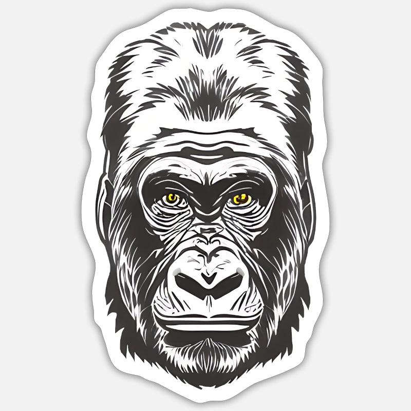 Gorilla - Sticker Größe S (10 x 10 cm) - Mattweiß