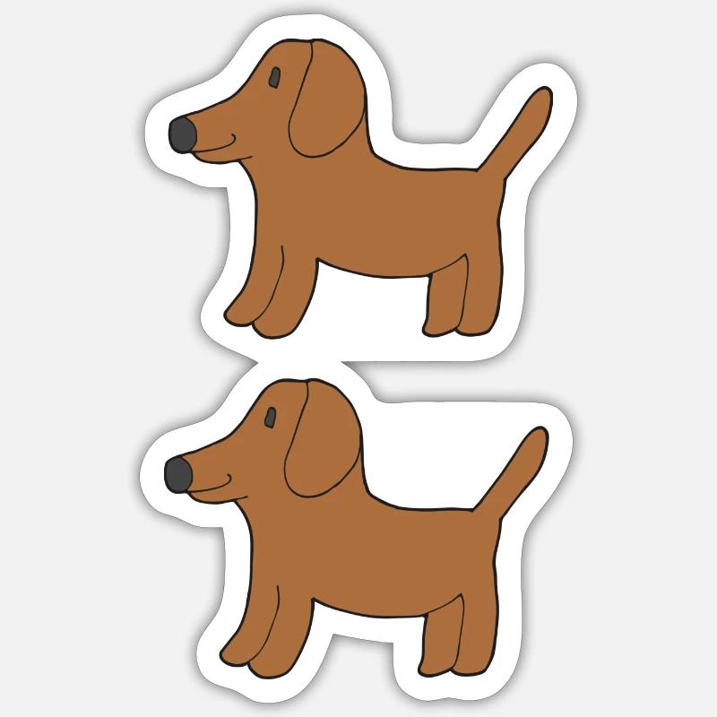 Teckel double Sticker taille S (10 x 10 cm)