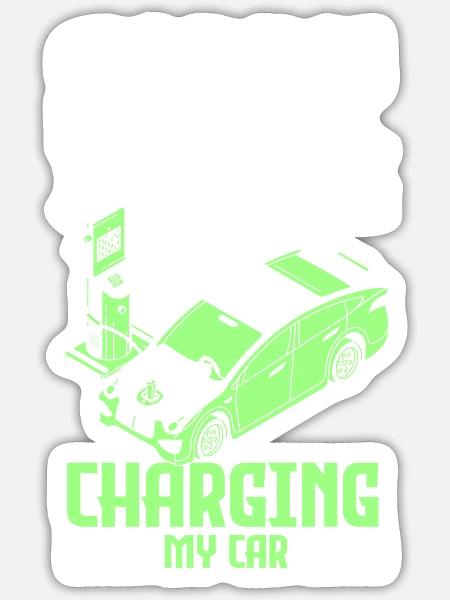 E-Auto Tesla Strom Klimaschutz - Sticker Größe S (10 x 10 cm) - Mattweiß