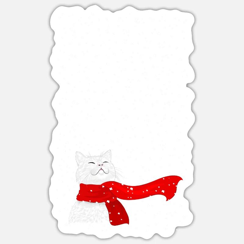 Chat blanc dans une tempête de neige Sticker taille S (10 x 10 cm)