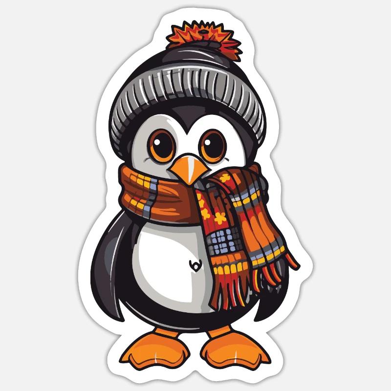 Penguin Winter Comic - Sticker size S (10 x 10 cm) - white matte
