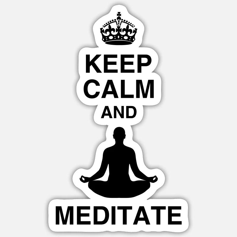 Keep Calm and Meditate - Sticker taille S (10 x 10 cm) - blanc mat