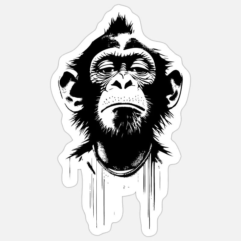 Eingebildeter Affe im Banksy Style - Sticker Größe S (10 x 10 cm) - Mattweiß