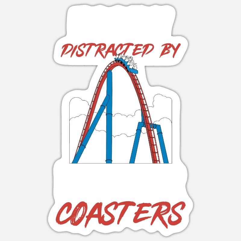 Achterbahn Rollercoaster Freizeitpark - Sticker Größe S (10 x 10 cm) - Mattweiß
