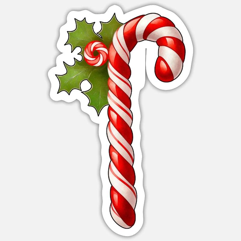 Candy cane - Sticker size S (10 x 10 cm) - white matte