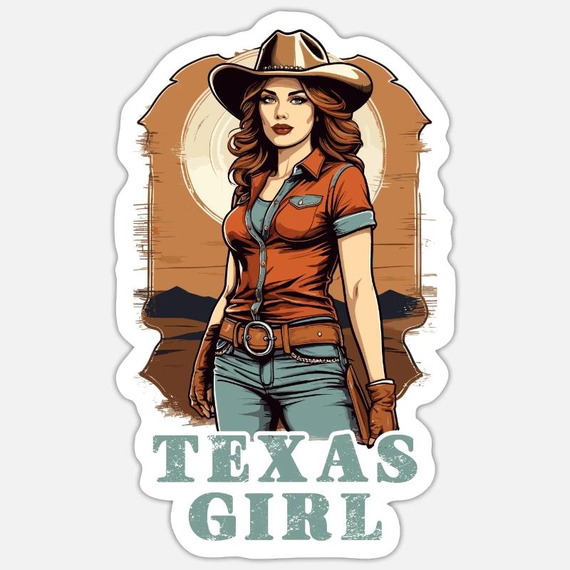 Fille du Texas - Sticker taille S (10 x 10 cm) - blanc mat