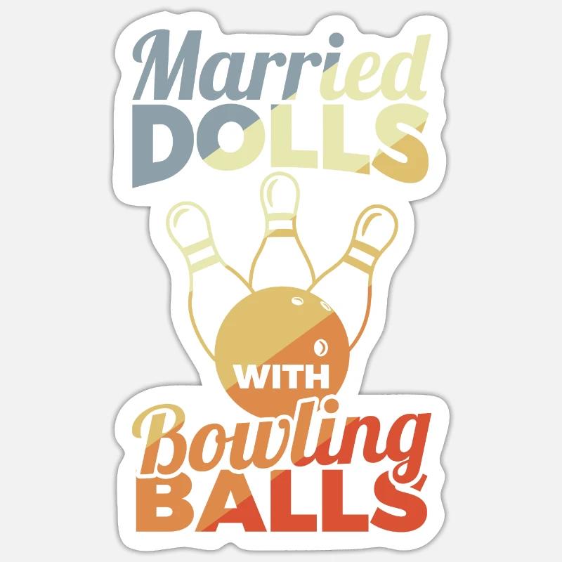 Bowling Mädchen - Sticker Größe S (10 x 10 cm) - Mattweiß